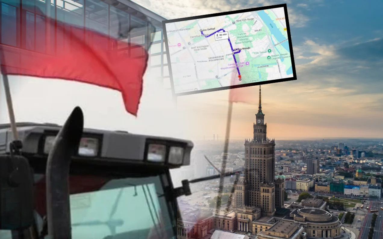 Strajk rolników 9 stycznia 2026. Trasa przemarszu rolników [MAPA]